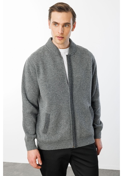 Jack & Jones Desen Erkek Minimalist Uzun Kol Kazak Mont - Günlük & Şık Füme
