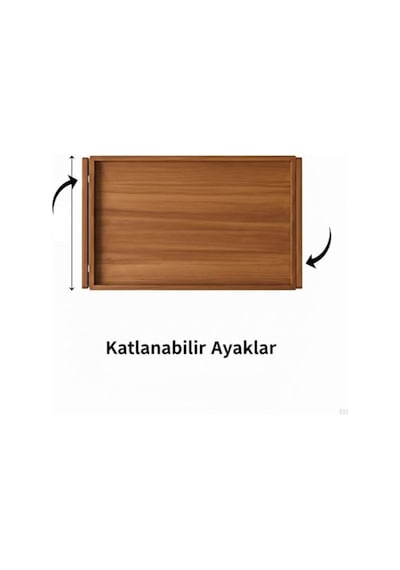 Katlanabilir Yatak Tepsisi Çok Amaçlı Servis Ve Laptop Sehpası Doğal Ahşap 40x30 Cm Yükseltilmiş Kenarlı Diğer
