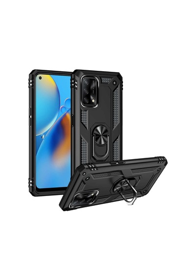 Oppo A74 4G Kılıf Zore Vega Yüzüklü Standlı Zırh Kılıf