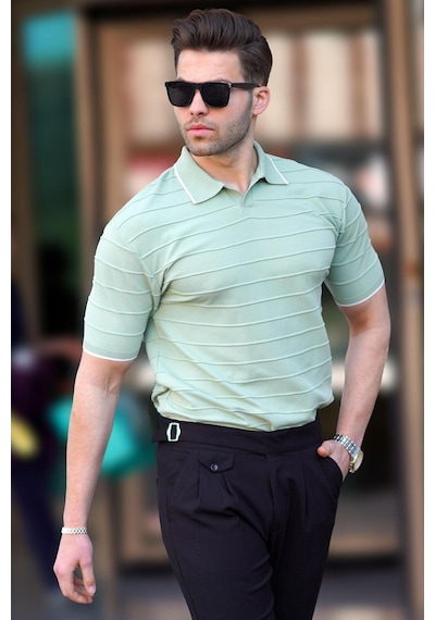 Madmext Mint Yeşili Polo Yaka Erkek Tişört 6894-mint Yeşili Mint