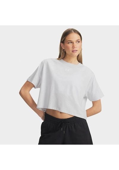 Under Armour Rival Boxy Solid Kadın Gri Yuvarlak Yaka Tişört