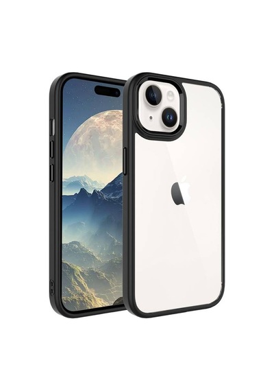 Apple Uyumlu iPhone 15 İle Kılıf Şeffaf Arka Yüzey Renkli Kenar Çerçeve Telefon Kılıfı Kapak