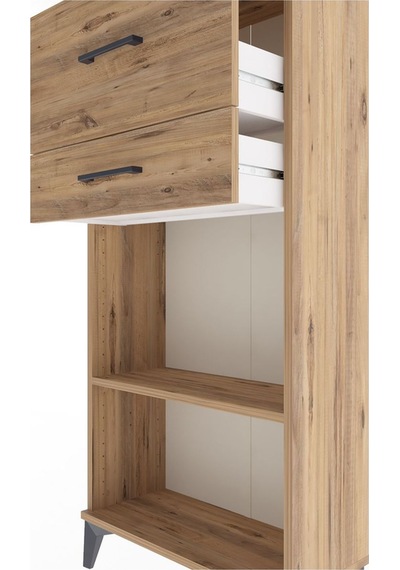 Arges Dolap Tek Raflı 2 Çekmeceli 60x30x134 Çam-çam Çam