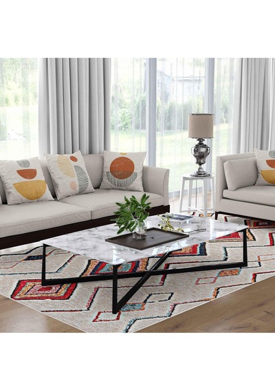 Kaymaz Taban Yıkanabilir Halı Mutfak, Salon, Yatak Odası İçin Modern Dijital Baskı Halı Slnhalı72 - 281 Çok Renkli