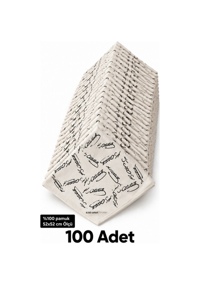 Herşeynota 100 Adet Atatürk İmzalı Krem Fular 52x52 Cm %100 Pamuk Toplu Bandana Çok Renkli