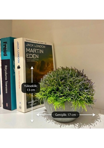 Loft Serisi Dekoratif Gri Saksılı Bodur Çim 13 Cm X 17 Cm Yeşil