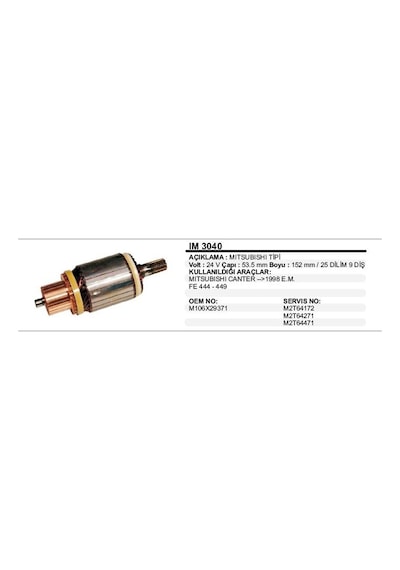 Kollektör 24v 9 Diş Mıtsubıshı Em Canter/fe 444-449 Mıtsubıshı Tip 1 Ad