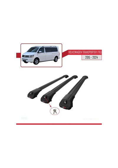 Volkswagen Transporter T6 2015 Ve Sonrası İle Uyumlu Ace-1 Ara Atkı Tavan Barı Siyah 3 Adet Bar