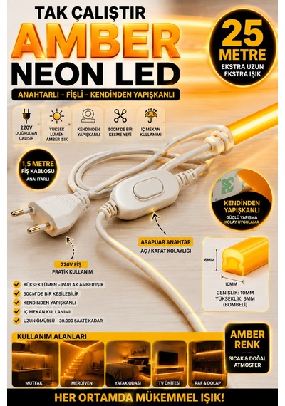 25 Metre 3000k-günışığı 220v Neon Led Şerit ,tak Çalıştır Set, Fişli Anahtarlı Esnek Şerit Led, ,turuncu Led,mutfak,tezgah Ledi,led Şerit Işık ,ambiyans Işık Havuzu, Kendinden Yapışkanlı,kehribar Led 25 Metre 3000k-günışığı 220v Neon Led Şerit ,tak Çalıştır Set, Fişli Anahtarlı Esnek Şerit Led, ,turuncu Led,mutfak,tezgah Ledi,led Şerit Işık ,ambiyans Işık Havuzu, Kendinden Yapışkanlı,kehribar Led