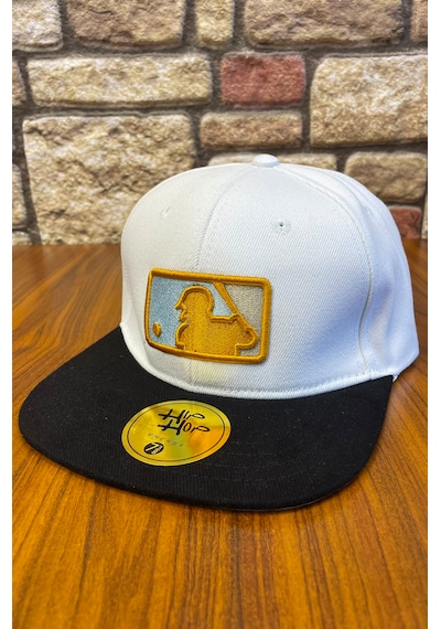 Hamze Mlb Nakış Hip Hop Snapback Rapper Basket Beyzbol Cap Şapka Beyaz - Siyah
