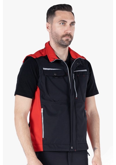 Softshell Yelek Siyah - Kırmızı