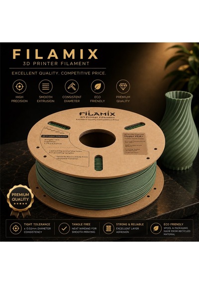 Filamix Hyper Pla Haki Yeşil Filament 1,75 Mm 1 Kg