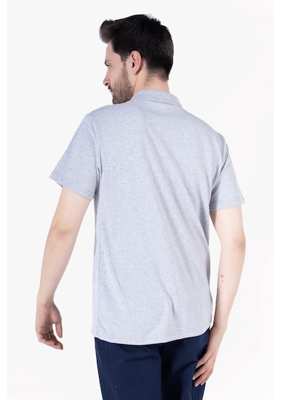 Yıldırımlar Polo Yaka T-shirt %100 Pamuk Cepli Gri Melanj