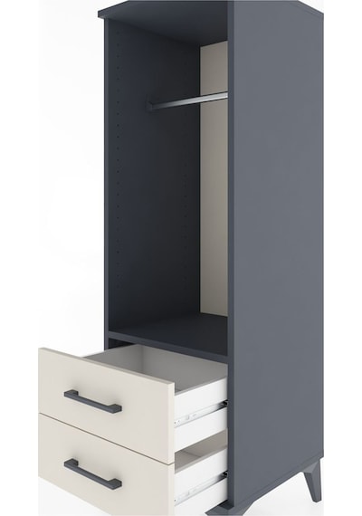 Hyperion Dolap Tek Raflı 2 Çekmeceli Tek Askılı 44x44x134 Antrasit-aytaşı Antrasit