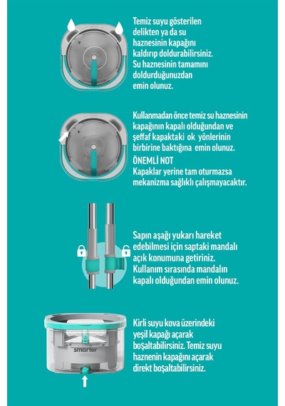 Smarter Aqua Max Özel Seri Temiz & Kirli Suyu Ayırma Çift Kova Üç