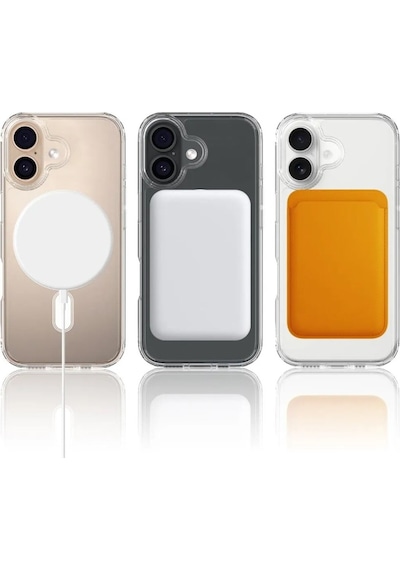 Teknomoda Apple Uyumlu iPhone 17 Kılıf Magsafe Wireless Kablosuz Şarj Manyetik Şeffaf Silikon Kapak Şeffaf
