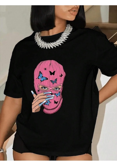 Noıssey Urban Pop Graphic Kadın Tişört Koleksiyonukod 5299 Siyah