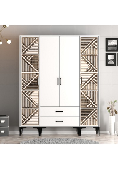Variant Kumsal 4 Kapılı Ptp Gardrop - Beyaz / Beyaz