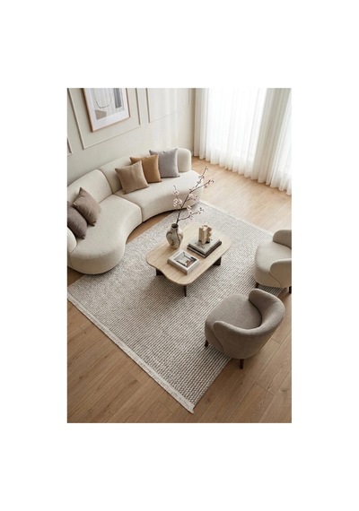 Leiva Home Bej Beyaz Bohem Bukle Dokulu Yumuşak Modern Saçaklı Salon Yatak Odası Mutfak Halısı