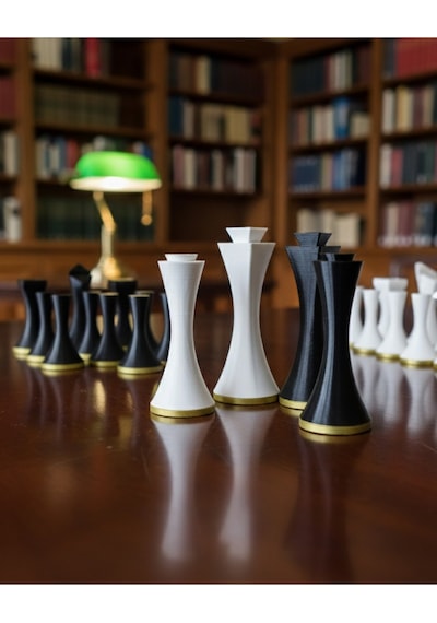 Modern Minimalist Tasarım Satranç Taşları Seti 3d Baskı Pla Malzeme Tam İki Takım