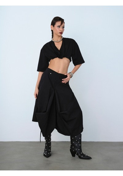 New Baggy Fit Kadın Pantolon Siyah