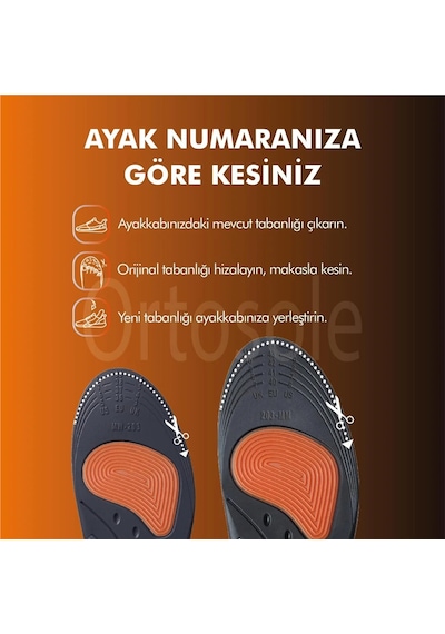 Ortosole Ark Ve Jel Destekli Ortopedik Erkek Spor Tabanlığı 203-mm Standart