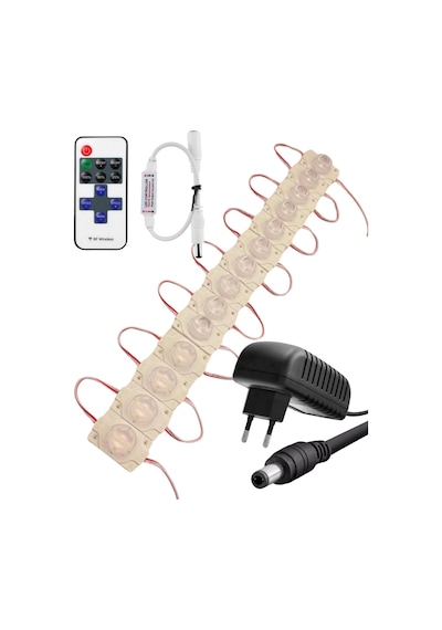 20 Adet 12 Volt 1,5 Watt Tek Lensli 6500k Beyaz 3030 Smd Led Modül 12a Tek Renk Rf Dimmer 2a Priz Ti