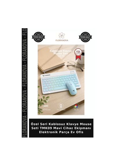 Özel Seri Kablosuz Klavye Mouse Seti Tmk09 Mavi Cihaz Ekipmanı Elektronik Parça Ev Ofis
