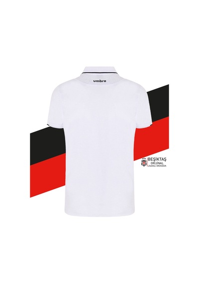 Beşiktaş Orijinal Lisanslı Polo Yaka Beyaz T-shirt Beyaz