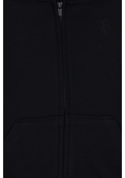 U.S. Polo Assn. Erkek Çocuk Siyah Basic Kapüşonlu Sweatshirt 50308439-VR046