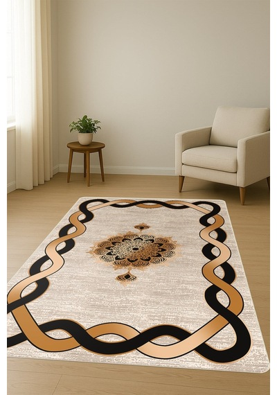 Modern Desenli Dijital Baskı Kaymaz Taban Halı H0175 Renkli