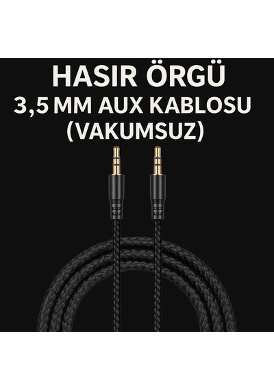 Bezos 1.5 Metre Aux Kablo Hasır Örgü 3.5mm Aux Kablosu Vakumsuz Bty Standart