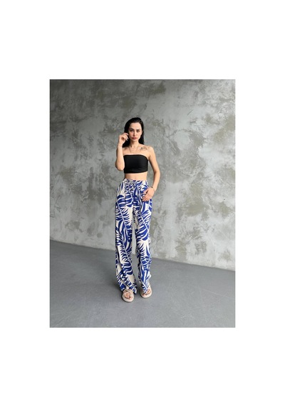 Asur Boutique Asur Butik Kadın Dokuma Viskon Palazzo Pantolon Mavi