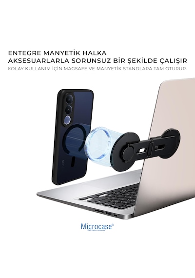 Microcase Vivo V70 Fe 5g İle Uyumlu Magsafe Uyumlu Mat Yüzey Kılıf Al4967 Siyah