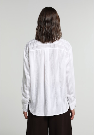 Colin's Colins Boyfriend Fit Shirt Neck Jakarlı Kadın Beyaz Uzun Kol Gömlek Cl1081980 Q1.v2 Wht