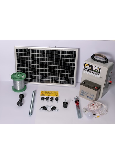 Elektrikli Çit 24ah-set4 Domuz Kovucu Cihazı 50 Watt Paneli 500metre Galv.-ağaç