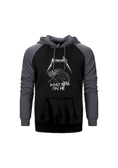 Metallica Don't Tread On Me Gri Renk Reglan Kol Kapşonlu Sweatshirt Gri