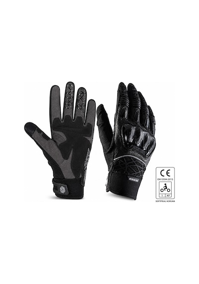 Ebakbak Motosiklet Eldiveni Full Koruma Ayarlanabilir Bilek Bantı Deri Microfiber Kumaş Motor Eldiven Black
