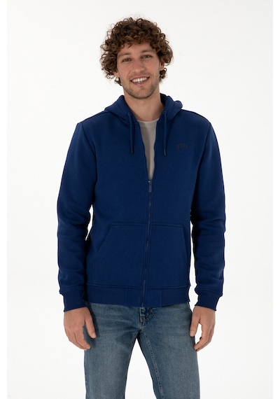 U.S. Polo Assn. Erkek Regular Fit İndigo Şardonlu Örme Hırka 50313755-VR028