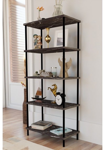 5 Raflı Modern Metal Gövdeli Kitaplık Çevir-tak Kolay Kurulum Çalışma Odası, Salon, Ofis Kullanımı Siyah Mermer 5 Raflı Modern Metal Gövdeli Kitaplık Çevir-tak Kolay Kurulum Çalışma Odası, Salon, Ofis Kullanımı Siyah Mermer