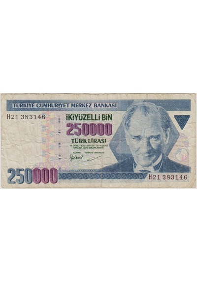 7. Emisyon 3. Tertip 250.000 Lira H21 Temiz.