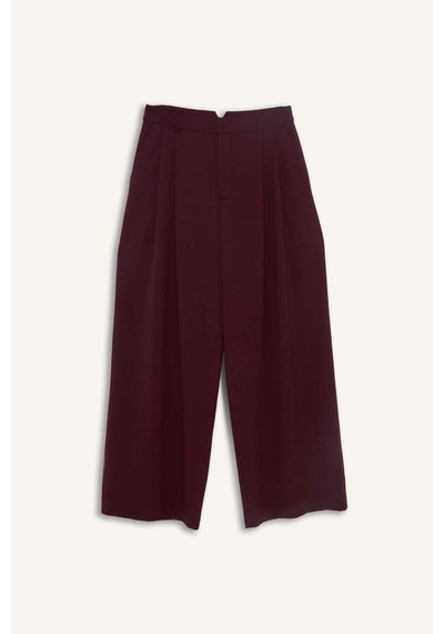 Defacto Wide Leg Çift Cepli Yüksek Bel Uzun Boy Pantolon F8213ax25aubr34 Bordo