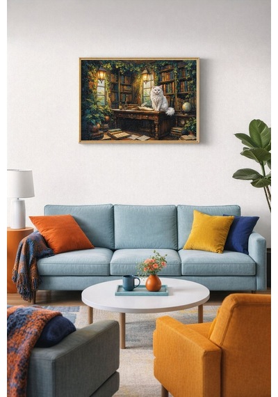 Nova Puzzle 1000 Parçalı Çalışma Masası Ve Beyaz Kedi Puzzle - 41214