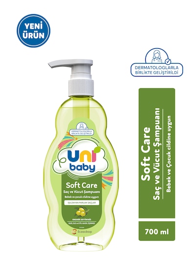 Uni Baby Soft Care Organik Zeytinyağlı Saç ve Vücut Şampuanı 700 Ml 3'lü