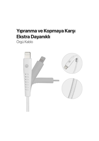 Mojue 3A/27W Hızlı Şarj Destekli Ekstra Dayanıklı 300 CM USB-C -Apple Uyumlu iPhone Lightning Şarj Kablosu