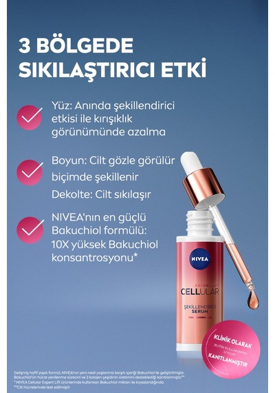 Nivea Doğal Retinol Alternatifi Bakuchiol Cilt Bakım Serumu Cellular Expert Lift 30 Ml
