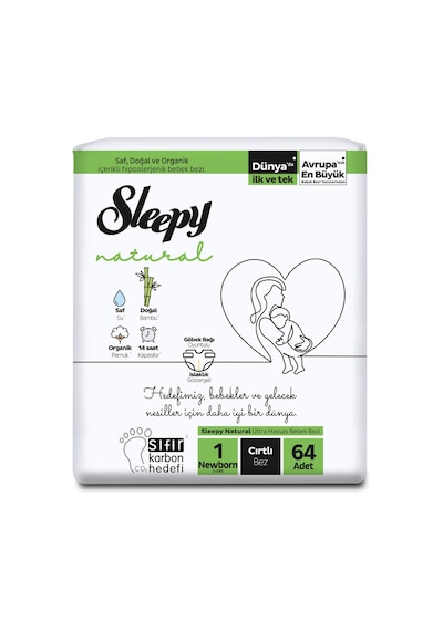 Sleepy Natural Ekonomik Paket Bebek Bezi 1 Numara Newborn 64 Adet