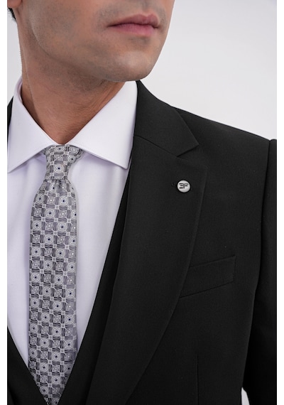 Efor Slim Fit Çift Yırtmaç %97 Yün Esnek Siyah Yelekli Klasik Takım Elbise Tk 937 Siyah Efor Slim Fit Çift Yırtmaç %97 Yün Esnek Siyah Yelekli Klasik Takım Elbise Tk 937 Siyah