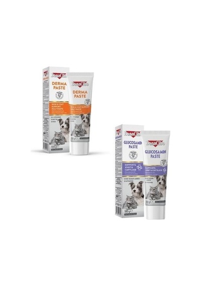 2'li Kedi Ve Köpek Bakım Seti: Glucosamine Eklem Destek + Derma Tüy Bakım Macunu