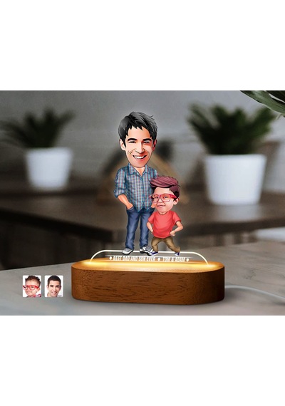 Bk Gift Kişiye Özel Baba-oğul Karikatürlü Dekoratif 3d Biblo Led Işıklı Gece Lambası-7, Babaya Hediye, Babalar Günü Hediyeleri Kobitmeyen138259 Bk Gif